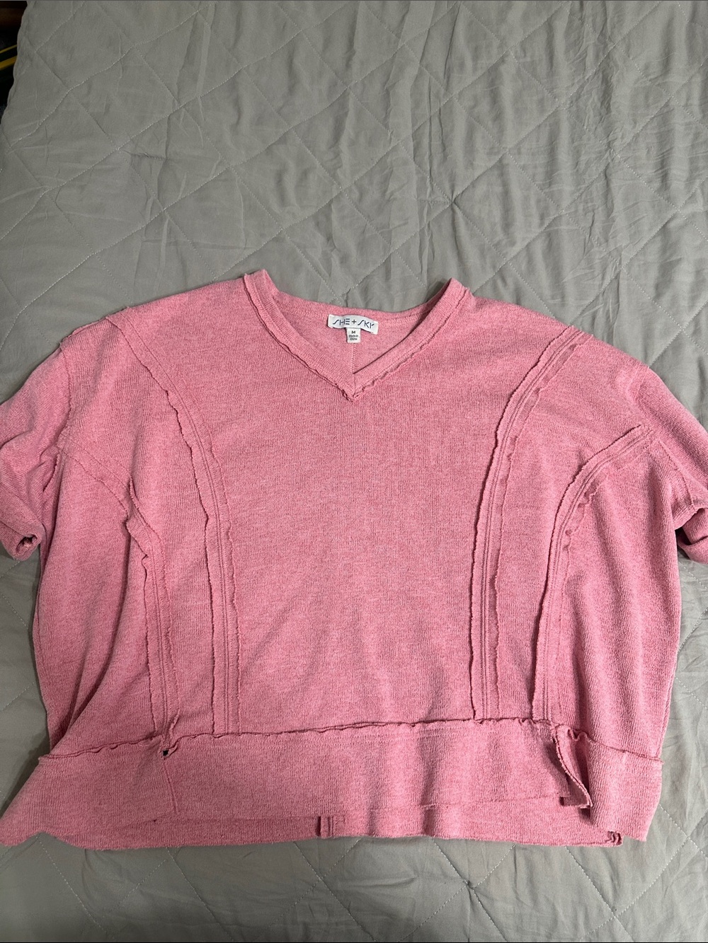 Women’s Pink Short Sleeve Terry Pullover